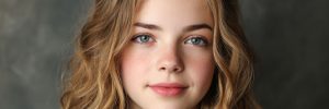 light brown haired high school teen girl actress in training